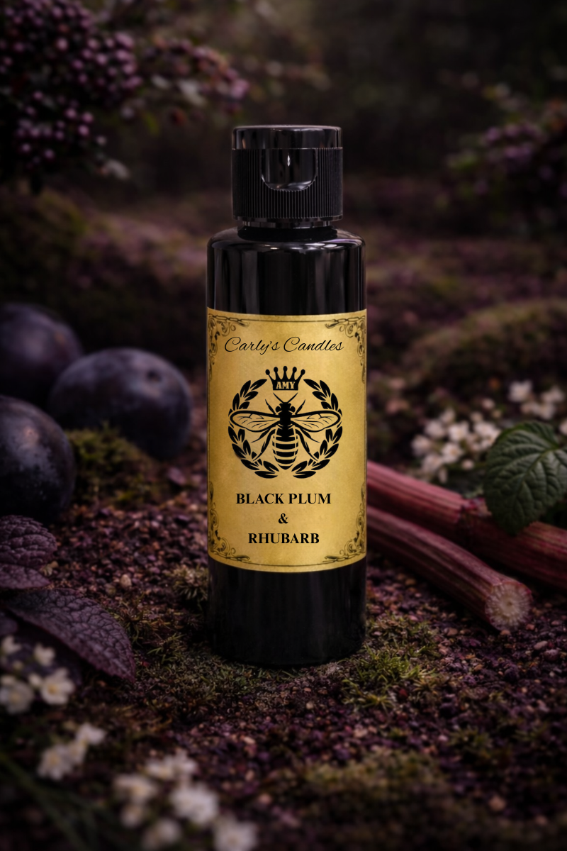 Wild Black Plum & Rhubarb Reed Diffuser Refill with New Reeds | Long Lasting Home Fragrance| Luxury Scent - comes with 7 New Luxury fibre reeds - Carly's candles & wax melts