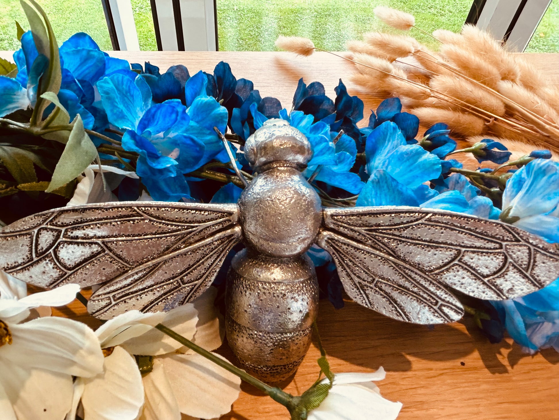Bee ornament- Home Bee Decor- can be hooked on wall - Carly's candles & wax melts