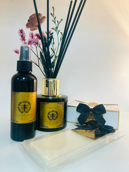 "Fresh citrus and herbal home fragrance set – Lemongrass and Ginger"