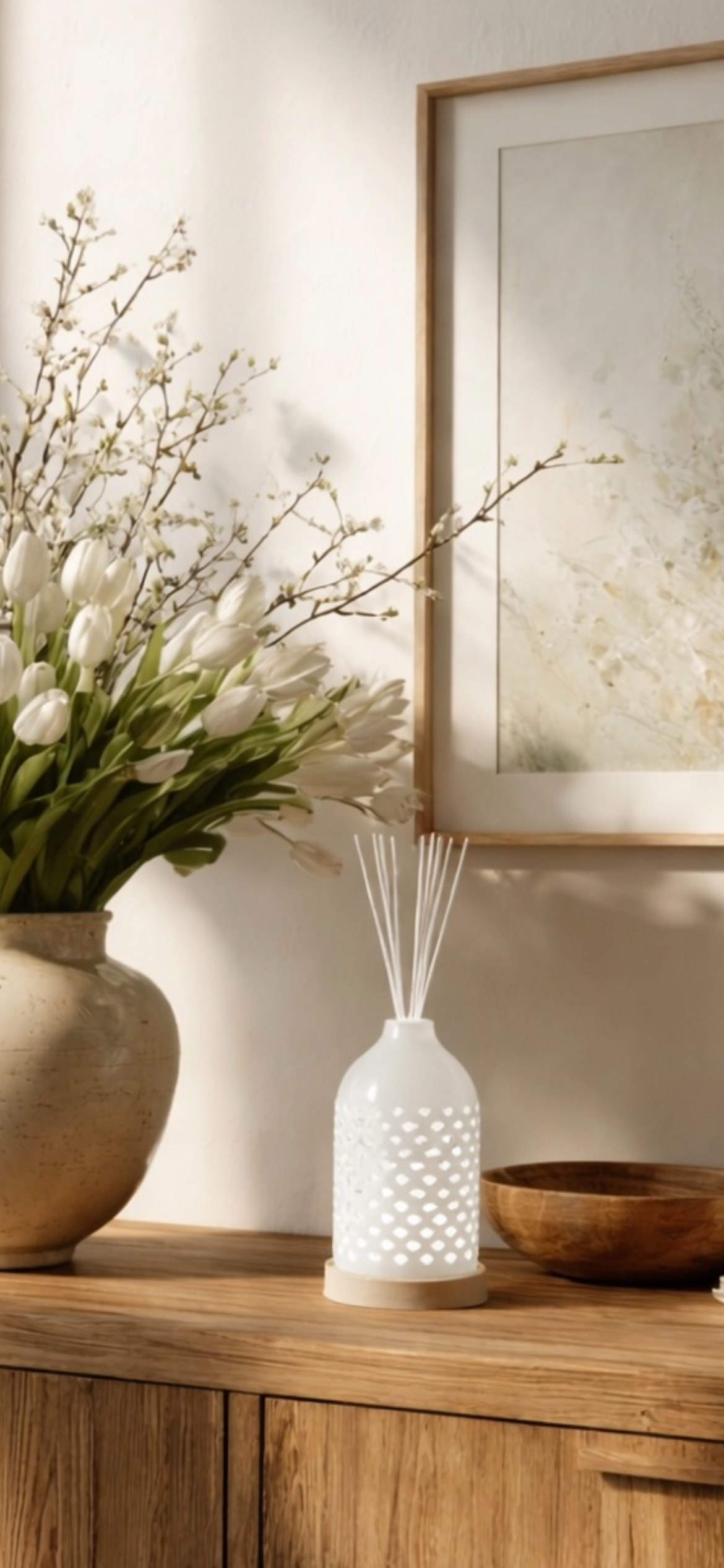 LED Ceramic Heart Reed Diffuser | Clean Linen (19cm) - Carly's candles & wax melts