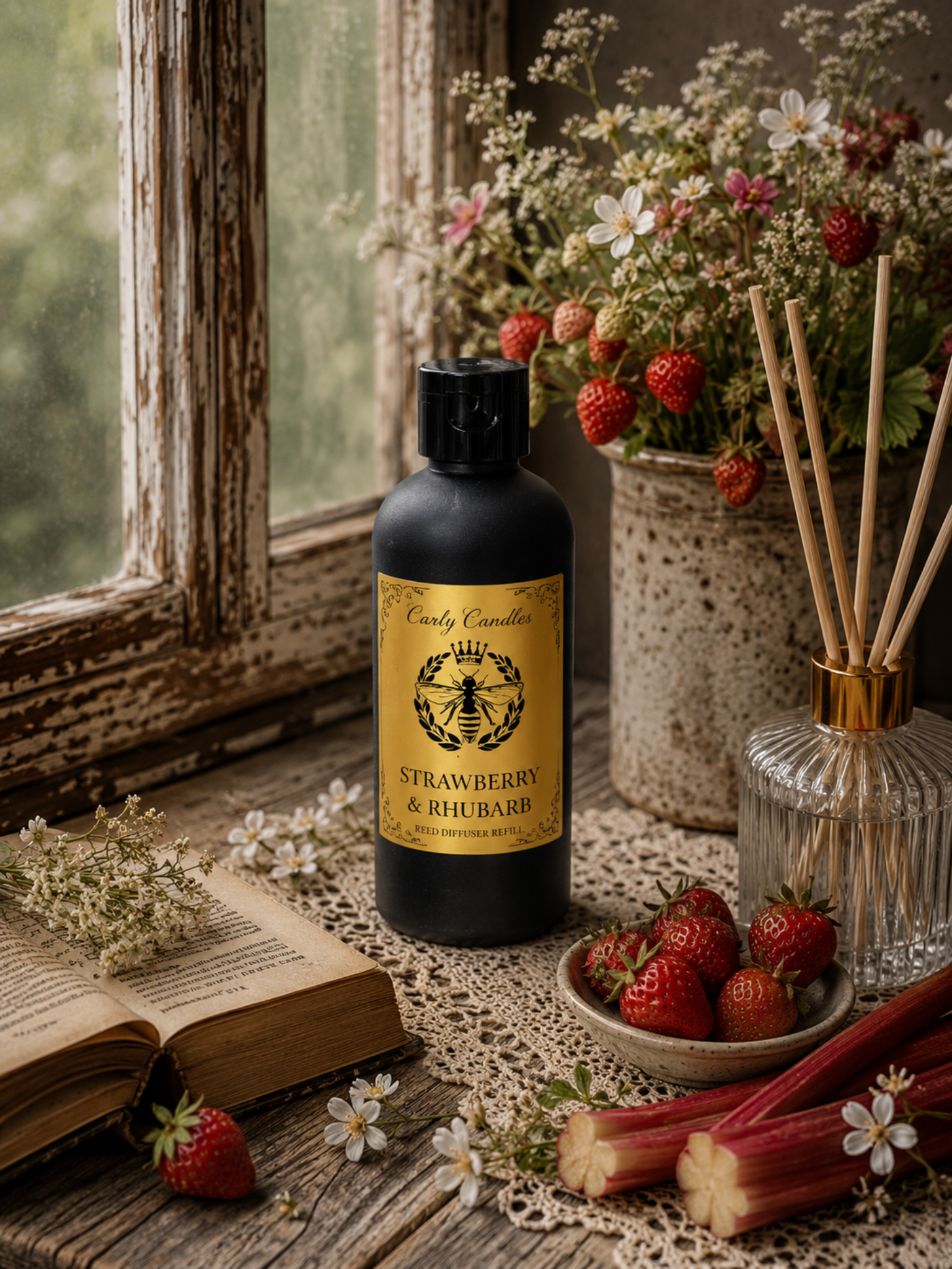 Strawberry & Rhubarb Reed Diffuser Refill - Carly's candles & wax melts