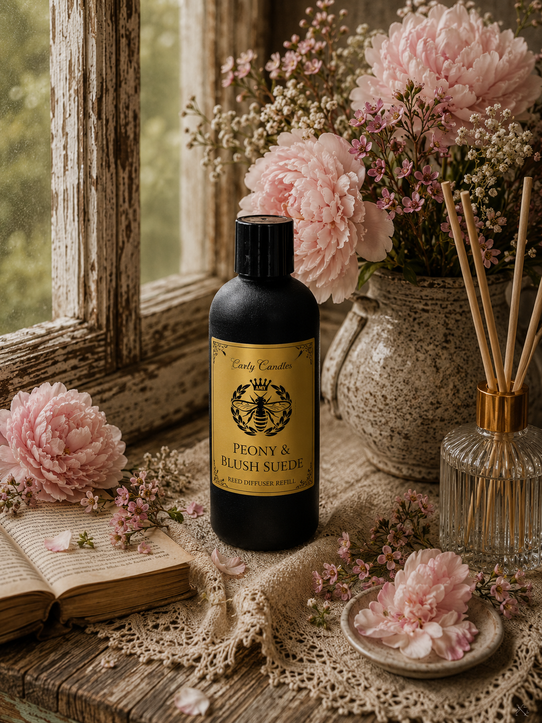 Peony & Blush Suede Reed Diffuser Refill - Carly's candles & wax melts