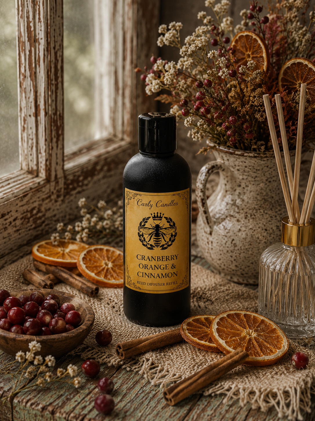 Cranberry, Orange & Cinnamon Reed Diffuser Refill - Carly's candles & wax melts