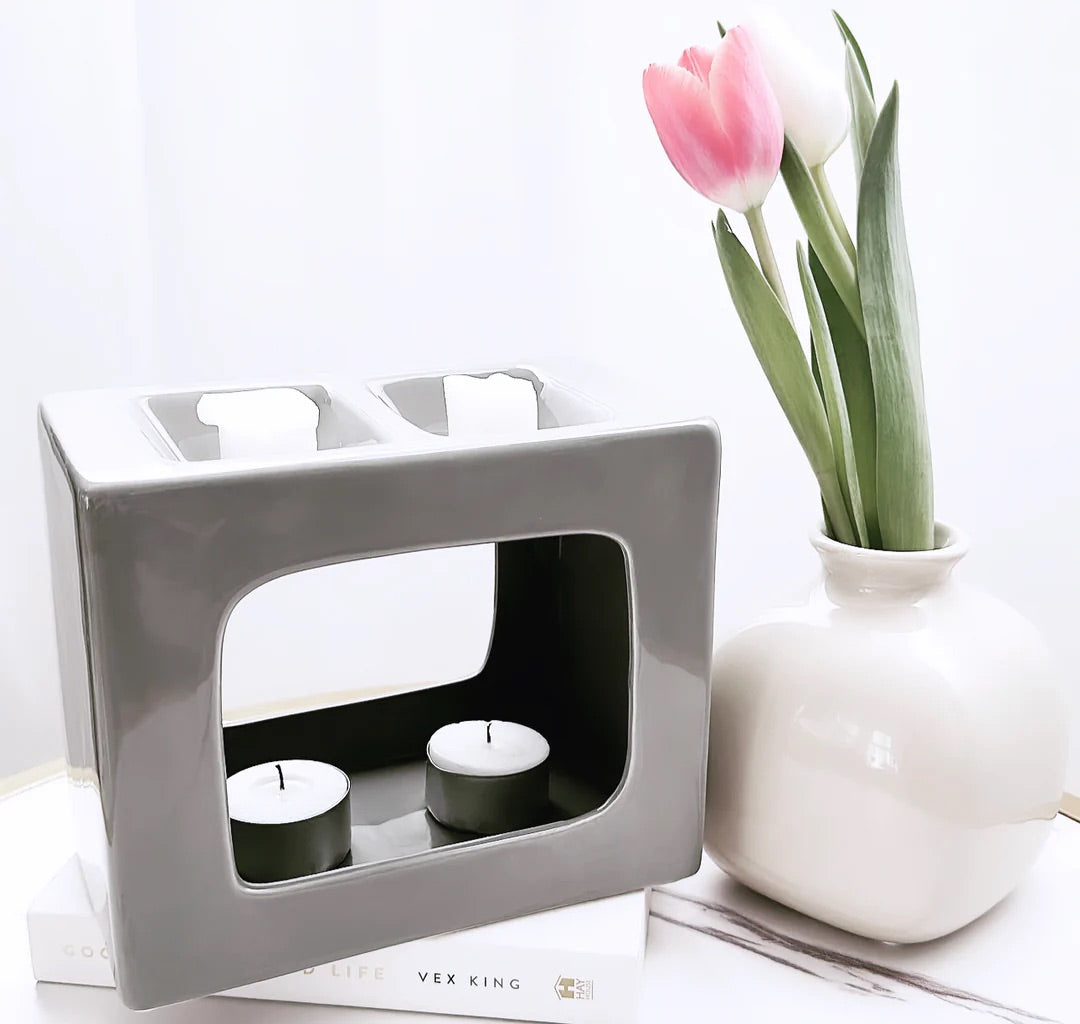 Talin Deluxe Ceramic Wax Burner- white - Carly's candles & wax melts
