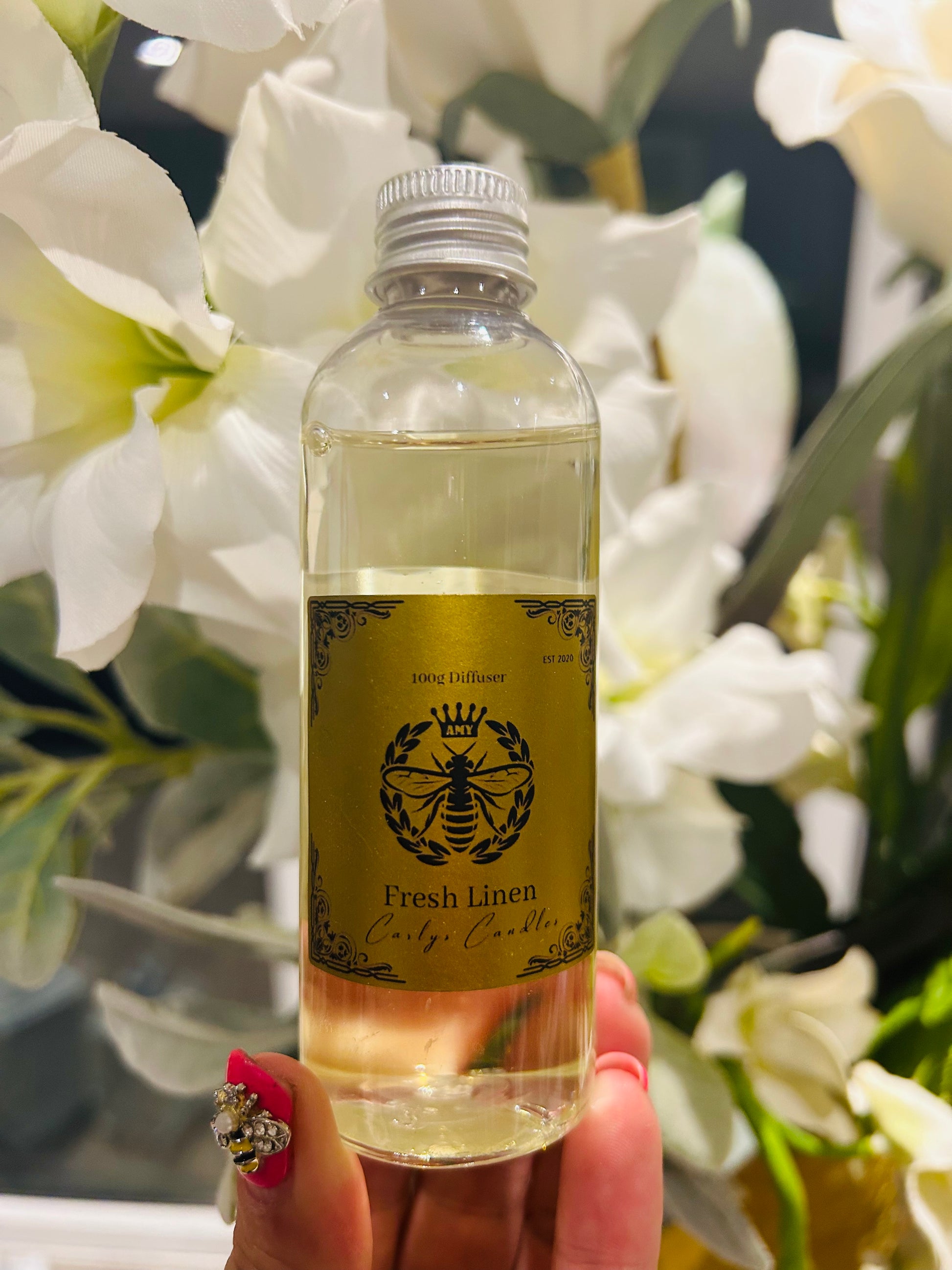 Fresh linen refill diffuser oil with new reeds – Carly's candles