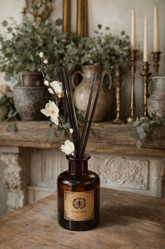 200gram Diffuser- Amber Italian Glass- Hand poured- Strong Diffuser fragrances- long lasting Diffuser - Carly's candles & wax melts