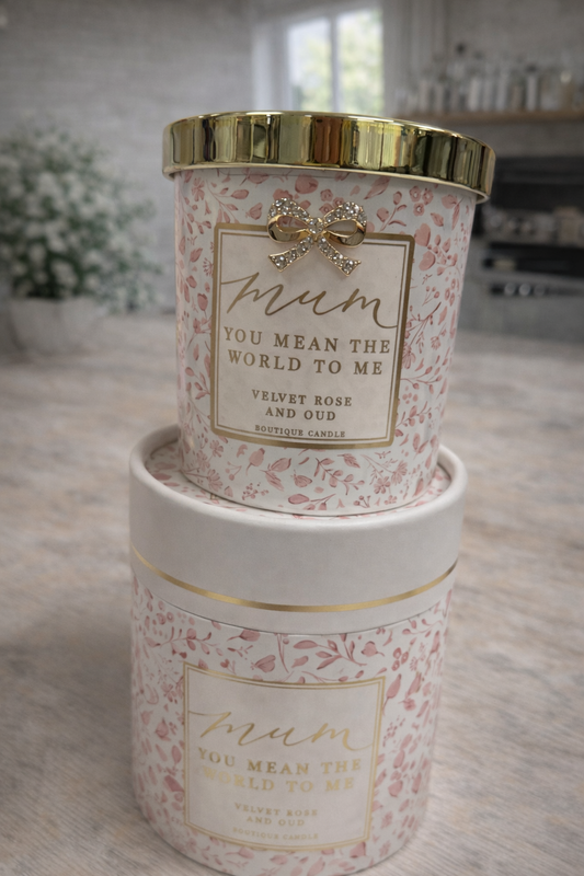 Mum You Mean the World to Me | Velvet Rose & Oud Scented Candle - Carly's candles & wax melts