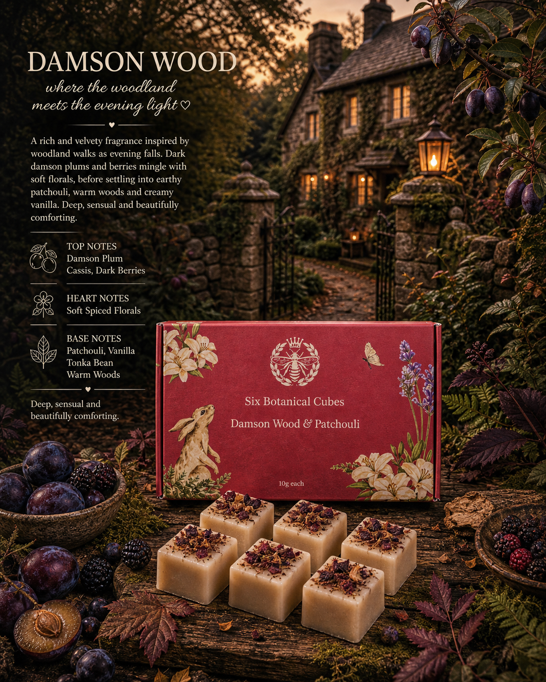 Damson Wood & Patchouli Soy Wax Melts - Carly's candles & wax melts