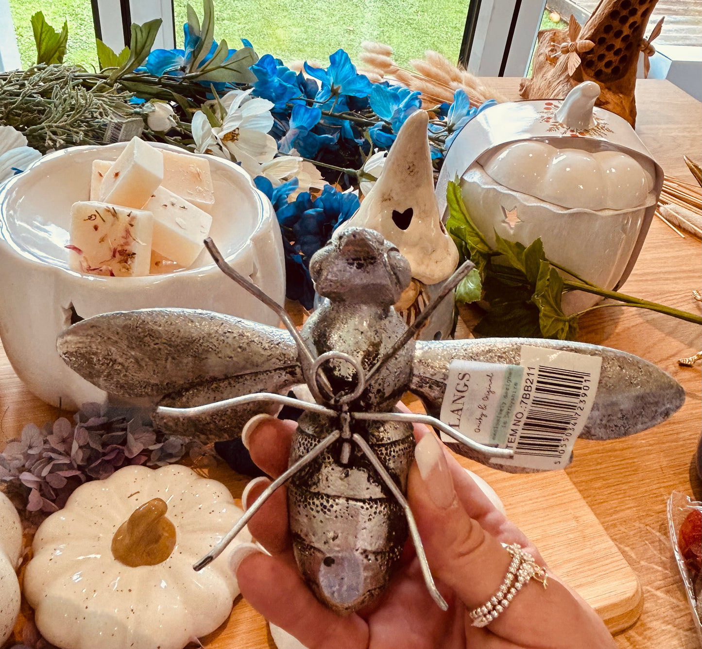 Bee ornament- Home Bee Decor- can be hooked on wall - Carly's candles & wax melts