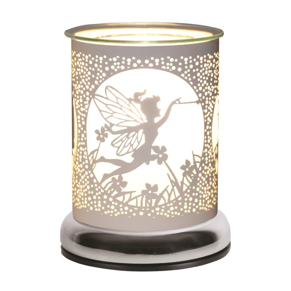 Fairy Silhouette Electric Wax Melter – Touch Control Fragrance Burner Lamp 17cm White - Carly's candles & wax melts