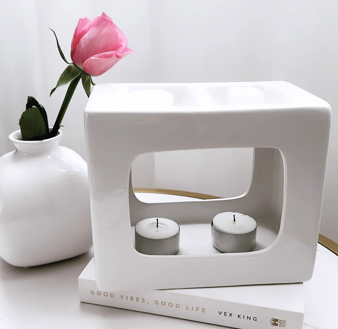 Talin Deluxe Ceramic Wax Burner- white - Carly's candles & wax melts