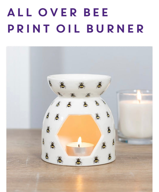 All over Bee Print tea light burner - Carly's candles & wax melts