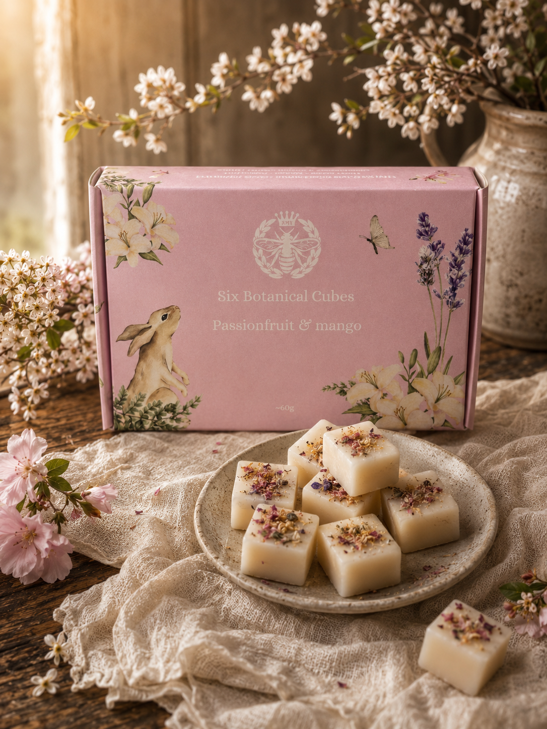 Passionfruit & Mango botanical soy wax melts- 6 hand-poured soy cubes with dried botanical topping