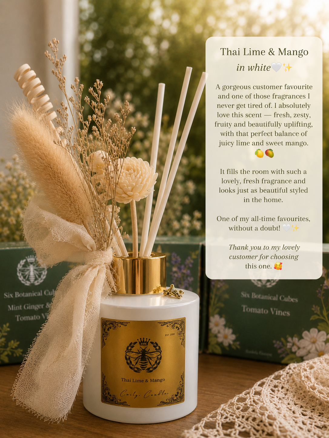 Thai Lime & Mango Reed Diffuser - Carly's candles & wax melts