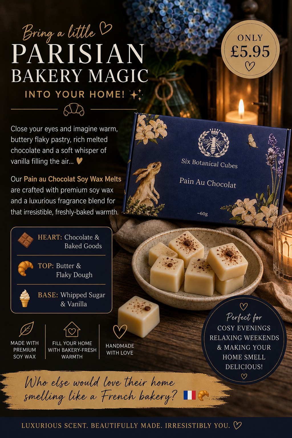 Pain au Chocolat Soy Wax Melts - Carly's candles & wax melts