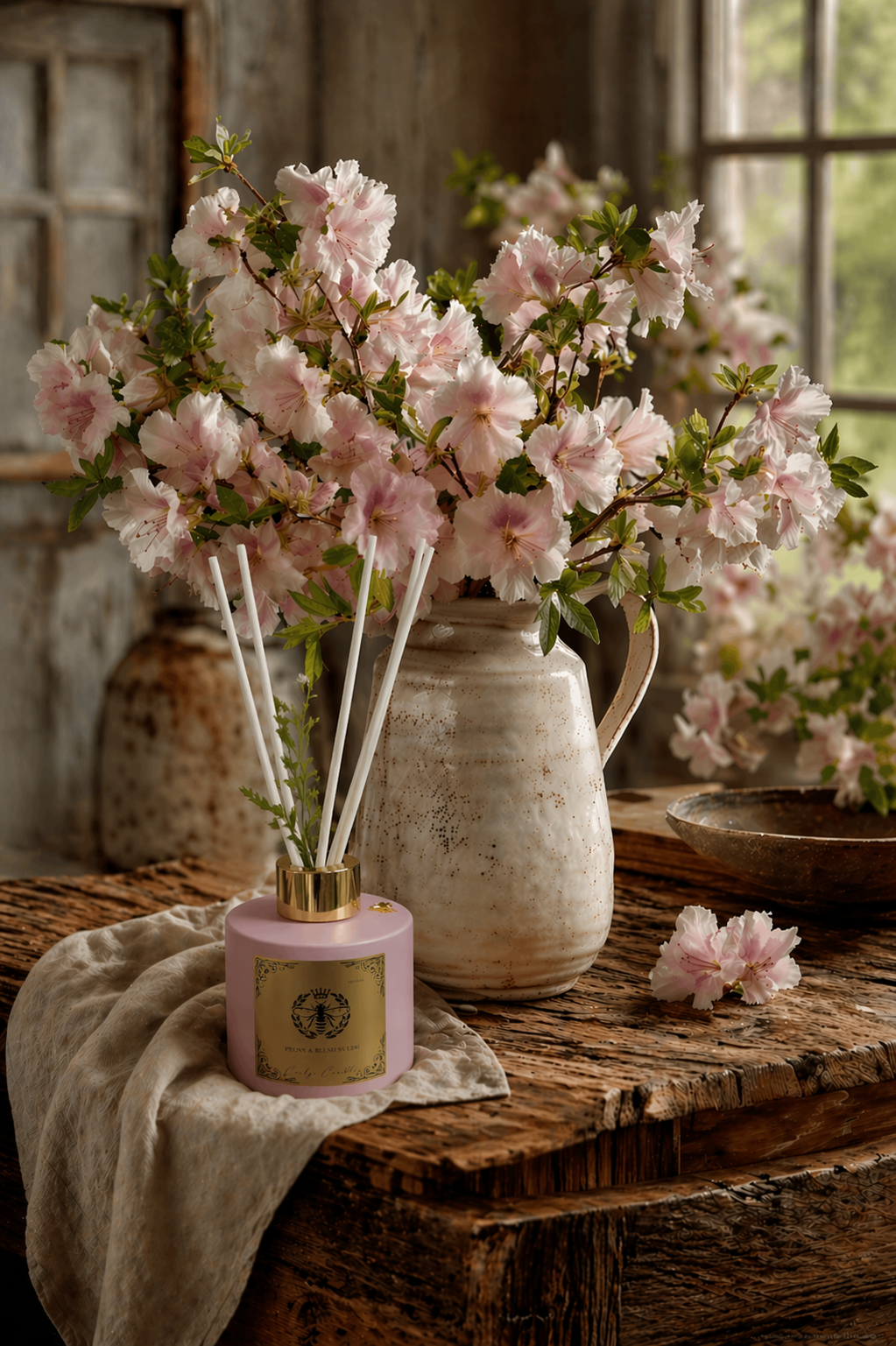 Peony & Blush Suede Reed Diffuser - Carly's candles & wax melts