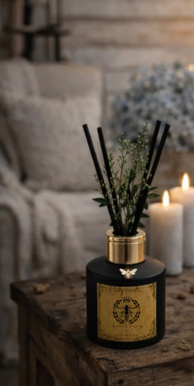 Black Plum & Rhubarb 100gram Diffuser - Our Signature Scent - Carly's candles & wax melts