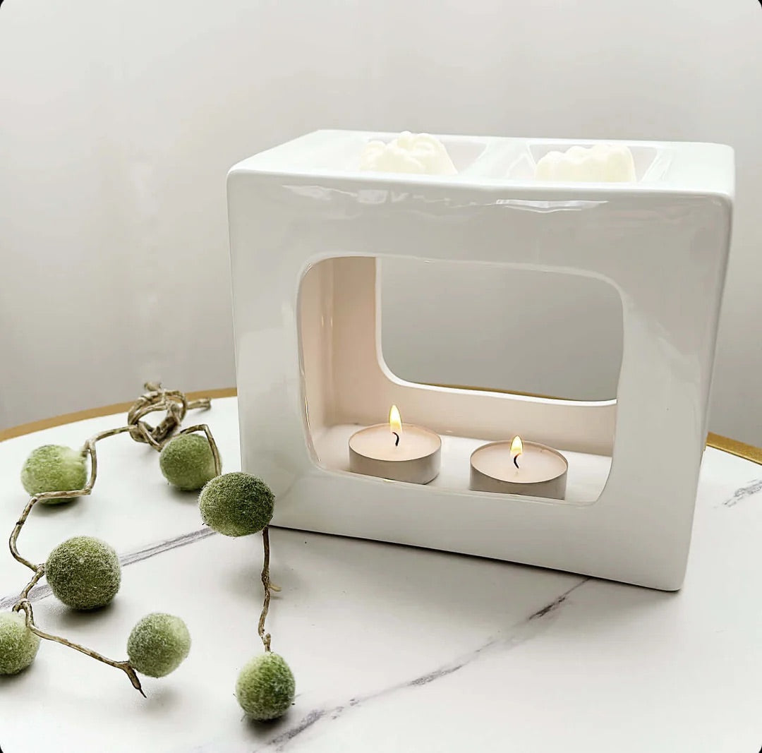 Talin Deluxe Ceramic Wax Burner- white - Carly's candles & wax melts