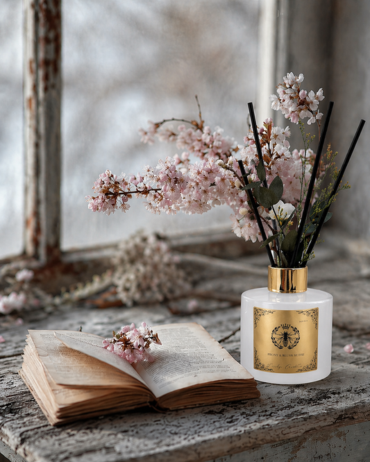 Peony & Blush Suede Reed Diffuser - Carly's candles & wax melts