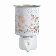 Wax Melter Plug In - White & Gold Silhouette Butterfly 13cm - Carly's candles & wax melts