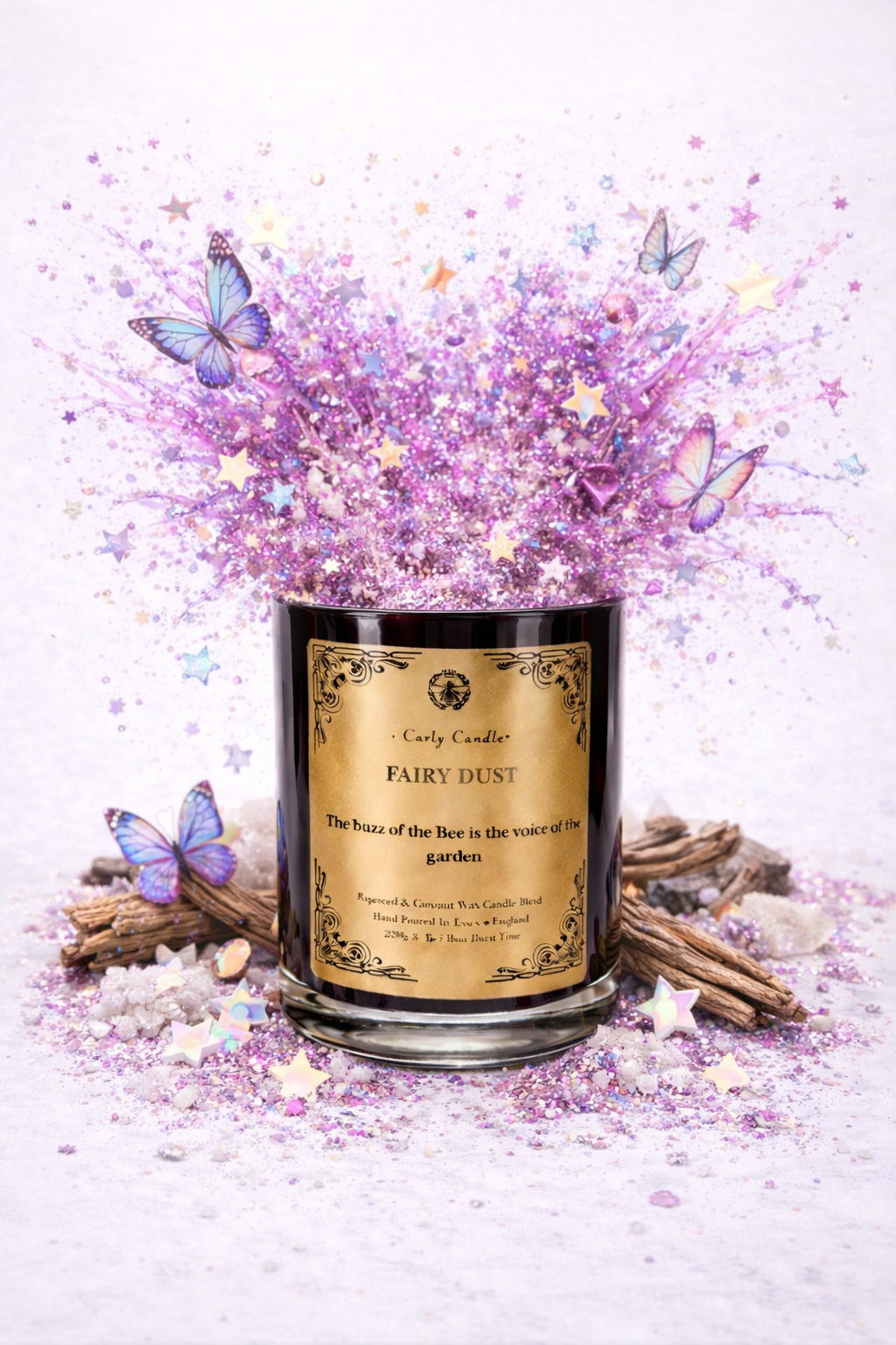 Fairy Dust - Coconut & rapeseed elegant Coco candle - 220grams - Carly's candles & wax melts