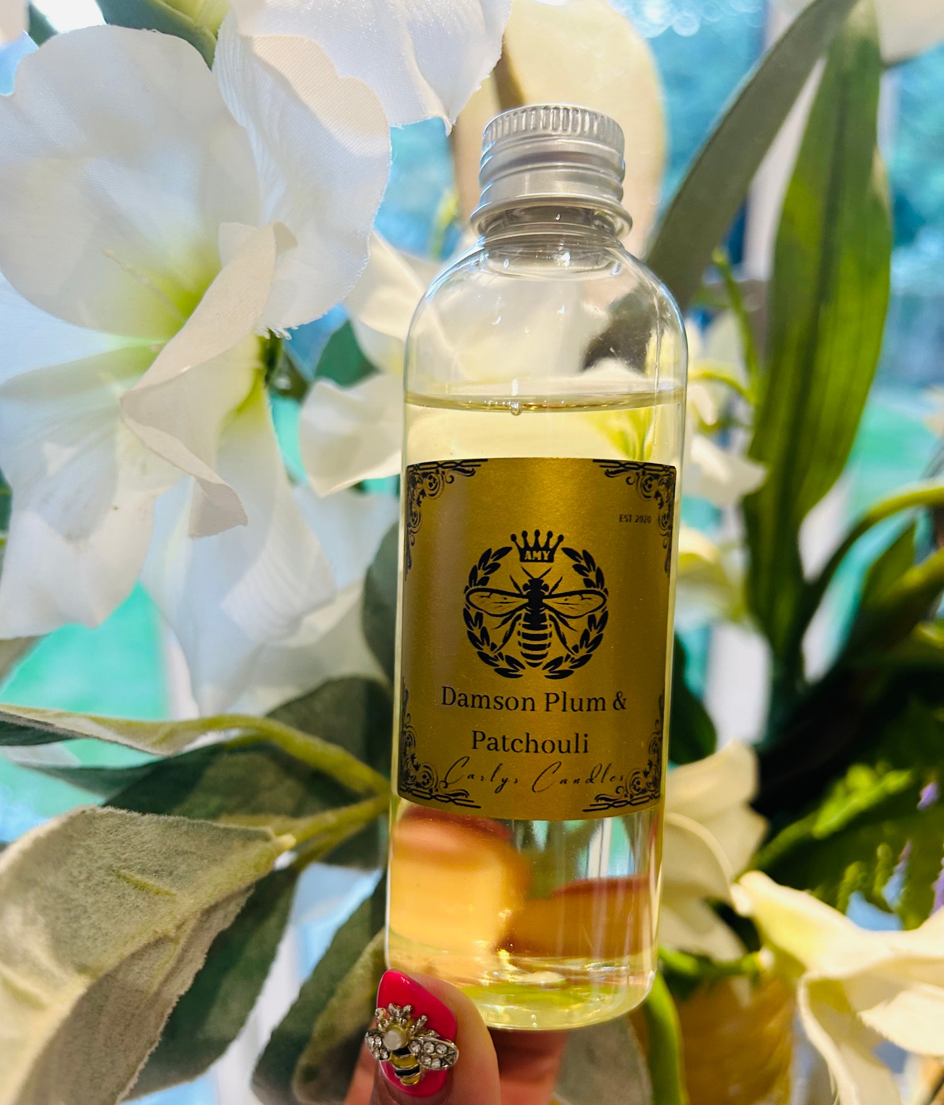 Damson Plum Patchouli diffuser re fill Bottle including New Fibre Reeds