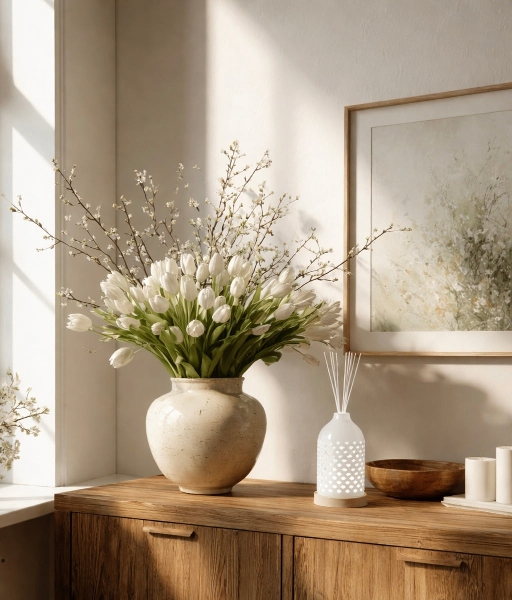 LED Ceramic Heart Reed Diffuser | Clean Linen (19cm) - Carly's candles & wax melts