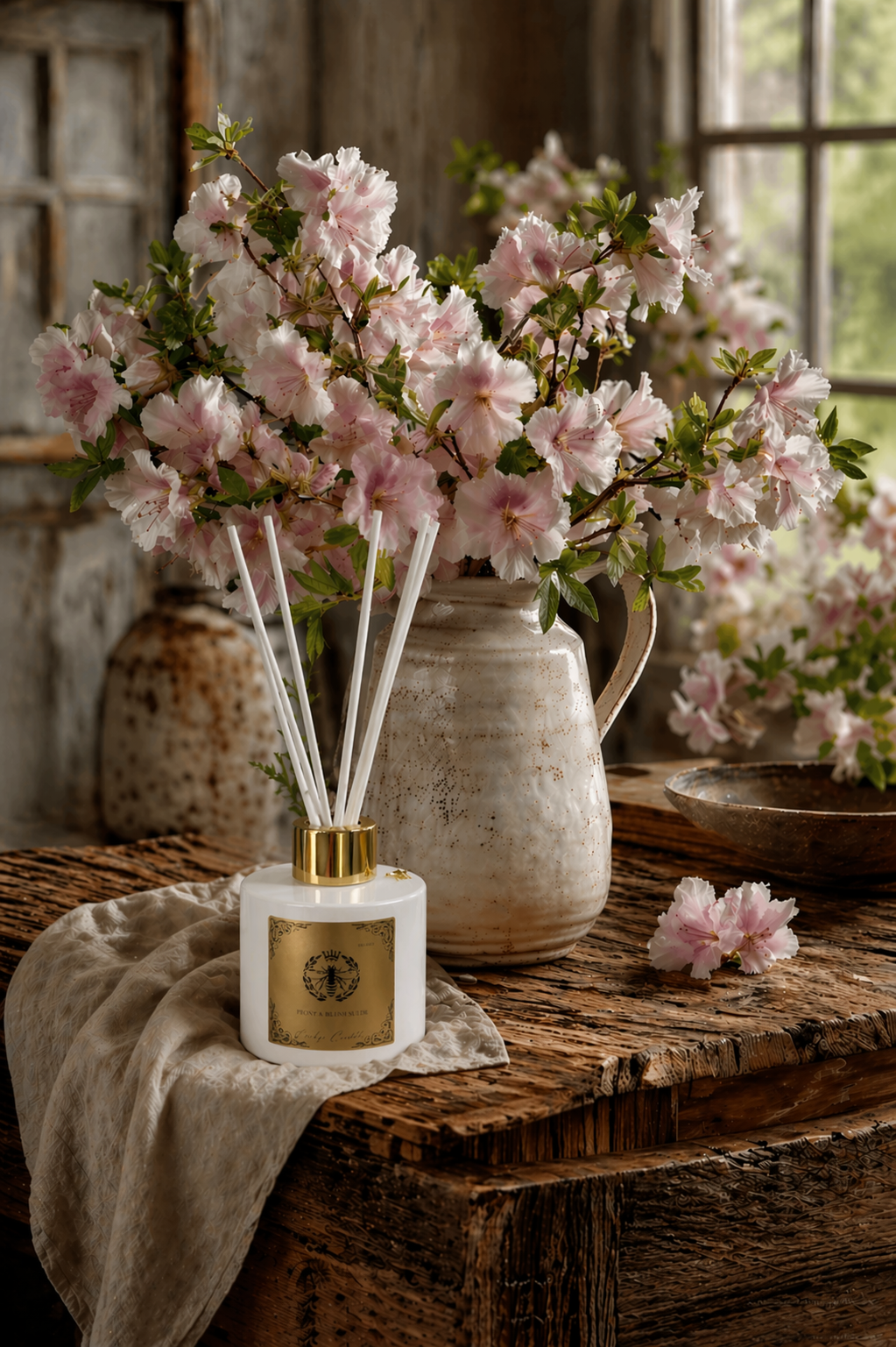 Peony & Blush Suede Reed Diffuser - Carly's candles & wax melts