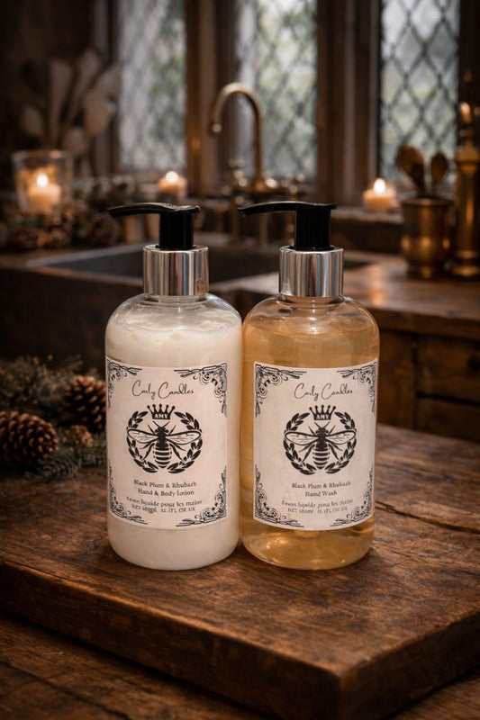 Black Plum & Rhubarb Hand Care Gift Set – Hand Wash & Hand Lotion Duo - Carly's candles & wax melts