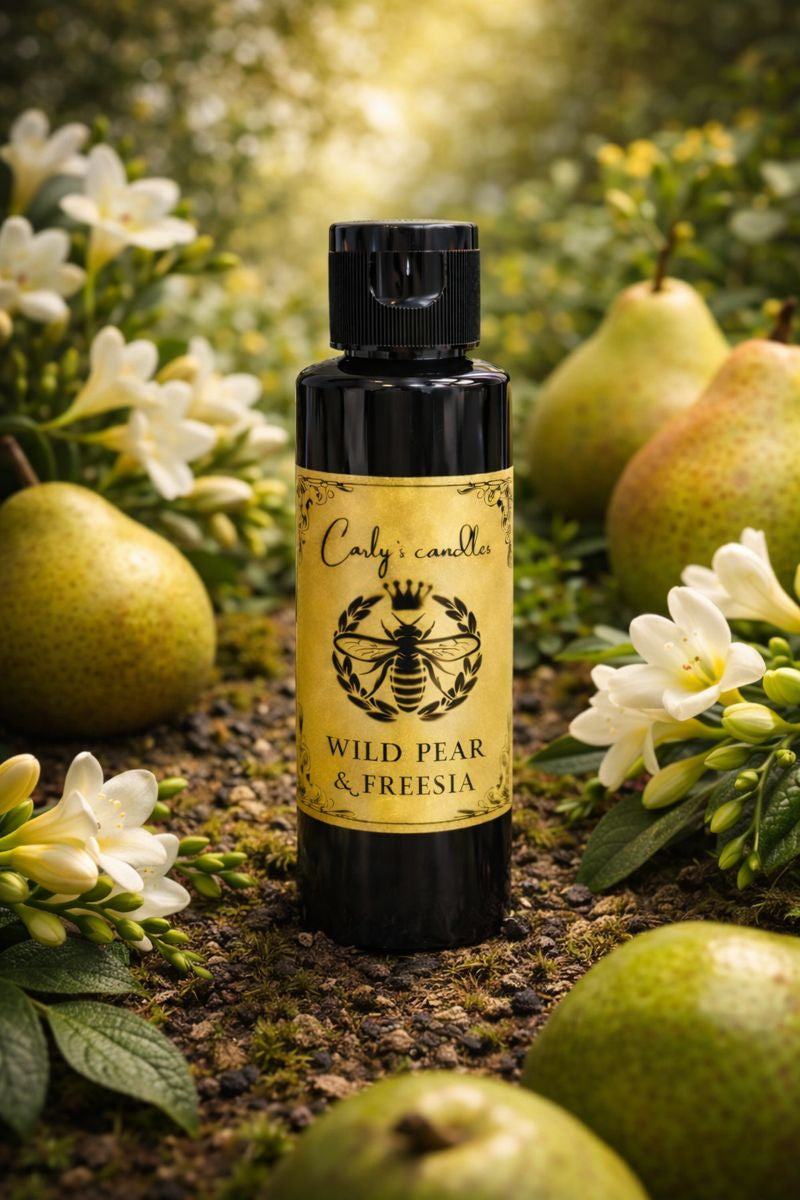 Wild Pear & Freesia Reed Diffuser Refill with New Luxury Reeds | Long Lasting Home Fragrance | Elegant Floral Scent- Comes with 7 new Luxury new reeds - Carly's candles & wax melts