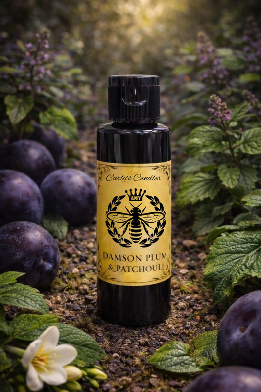 Damson Plum & Patchouli Reed Diffuser Refill with New Reeds | Long Lasting Home Fragrance | Rich Fruity & Woody Scent - Carly's candles & wax melts